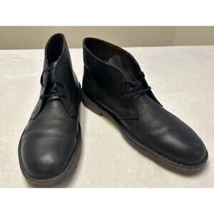 Clarks Chukka Boots Men's Size 9 M Black Leather Lace Up Ankle Casual